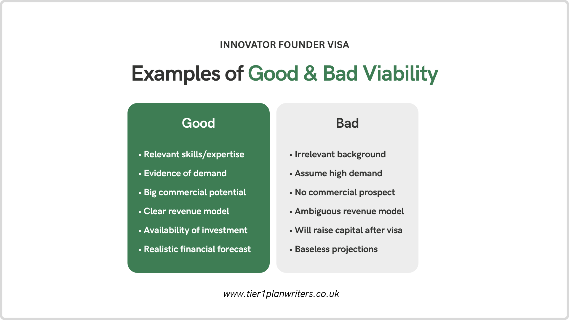 examples of good and bad viability